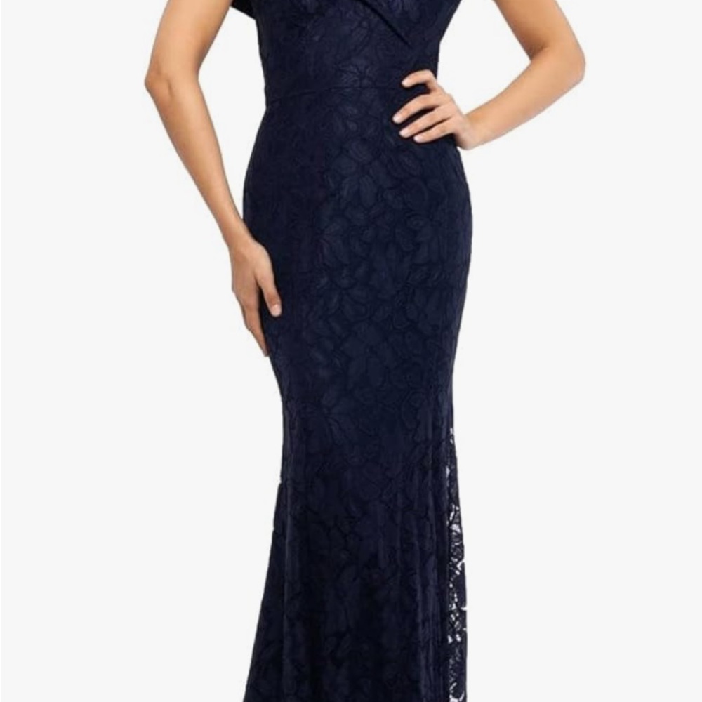 Xscape Navy Lace Maxi Dress